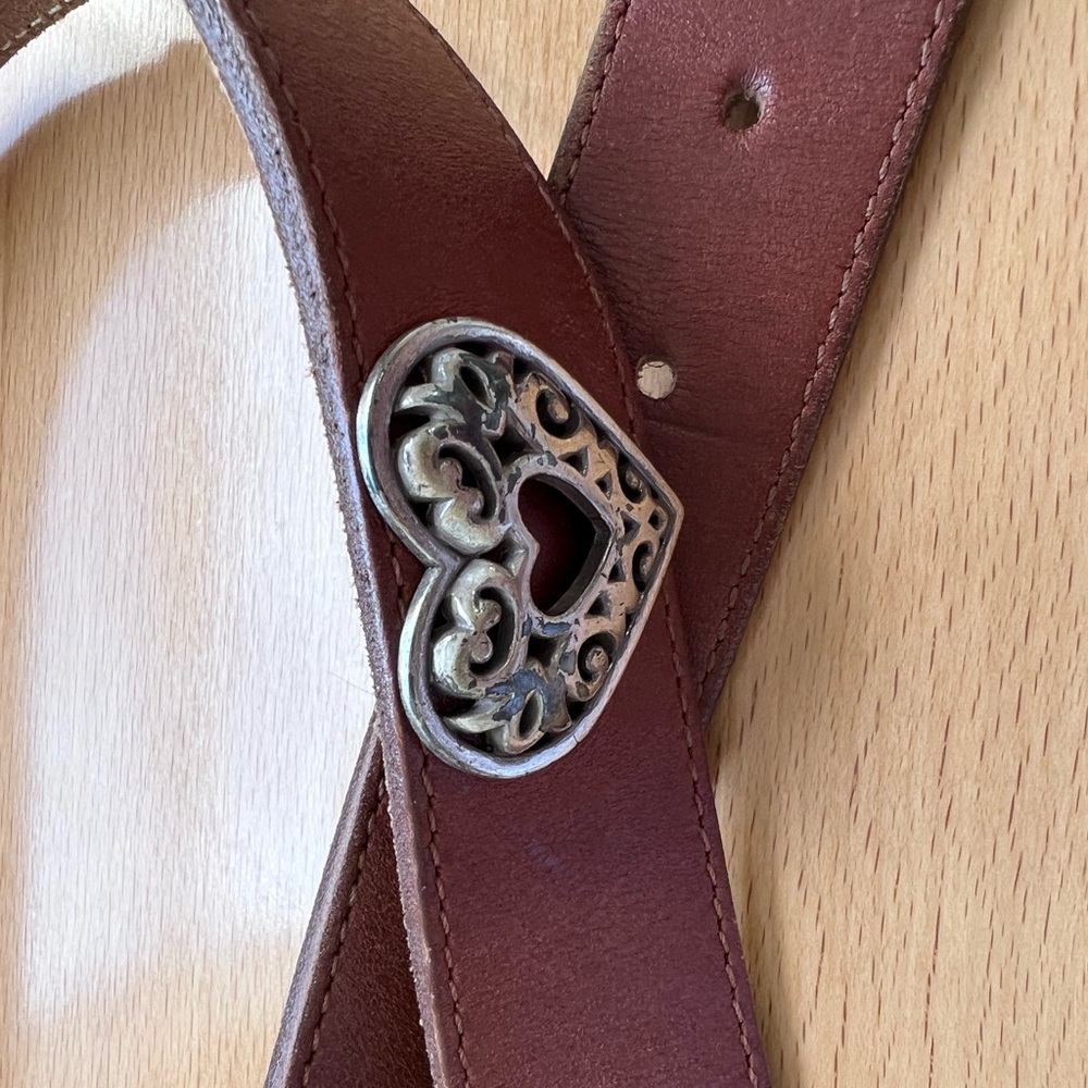 Brighton Brown Leather Belt with Silver Details 35 in - Picture 5 of 7